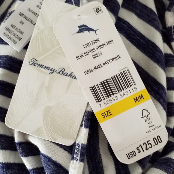 Tommy Bahama Striped Racerback Maxi Dress | Blue White | Size M | NWT - Picture 6 of 7